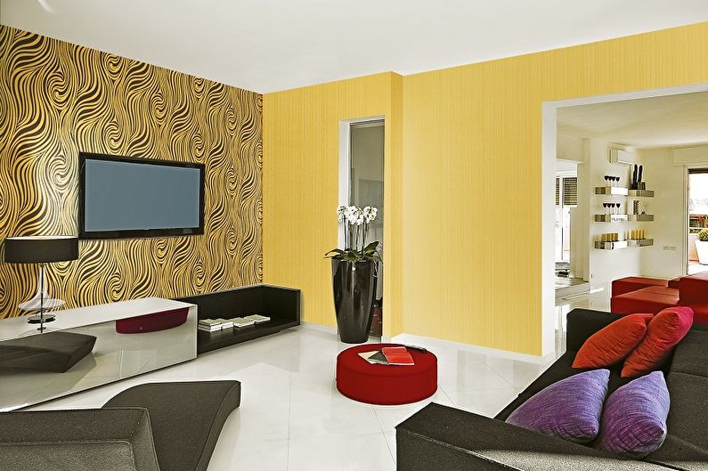 The combination of wallpaper in the interior - photo