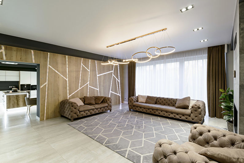 Dzīvojamā istaba modernā stilā, 40 m2 - 2. foto