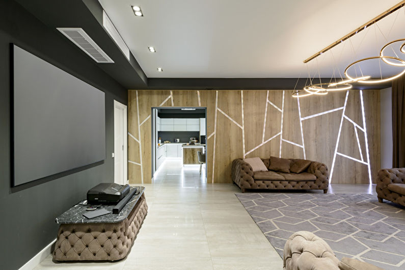 Mūsdienu stila dzīvojamā istaba, 40 m2 - 5. foto