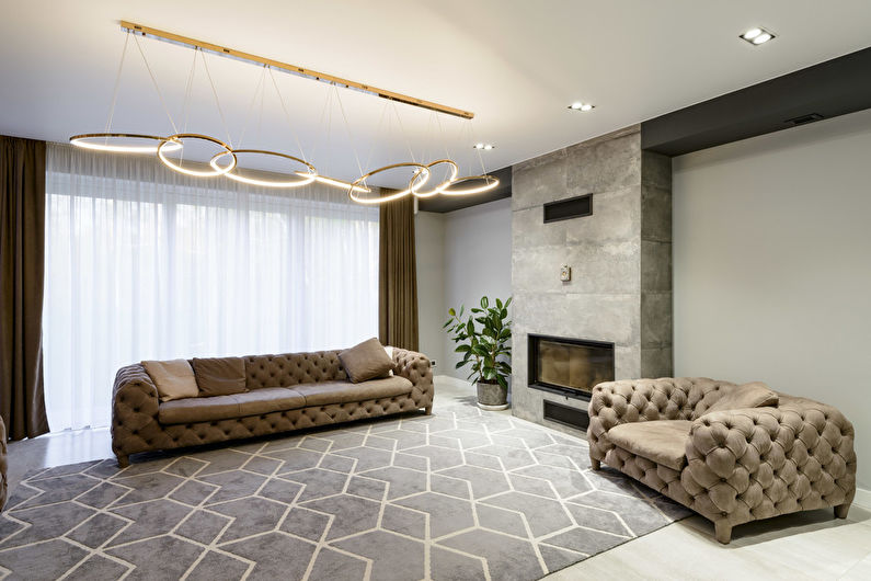Mūsdienu stila dzīvojamā istaba, 40 m2 - 9. foto