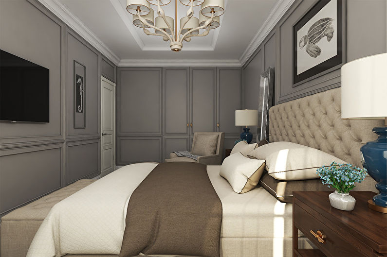 Progetto di design di una camera da letto nel complesso residenziale 