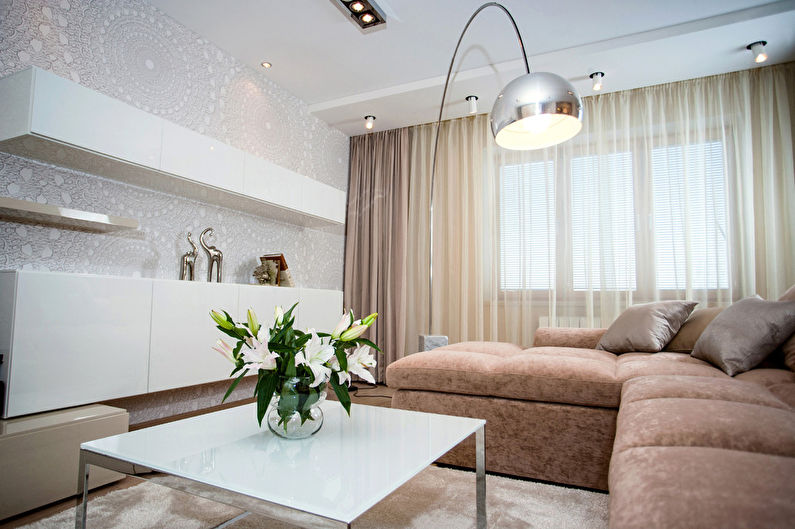 “Oas of calm”: Design av ett vardagsrum, Petrozavodsk