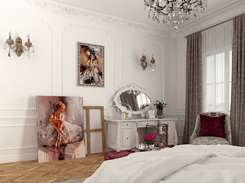 Rīts Parīzē: guļamistabas dizains