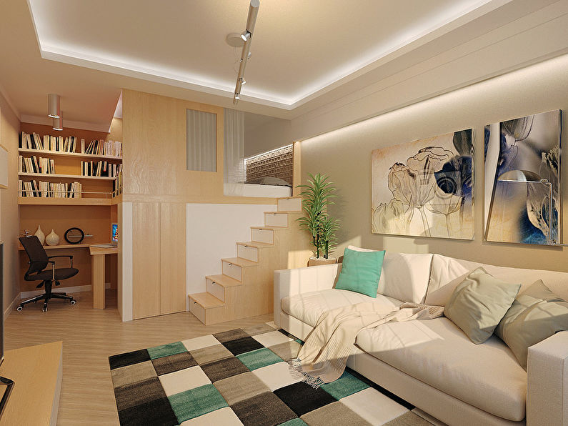 Diseño de apartamentos de una habitación.
