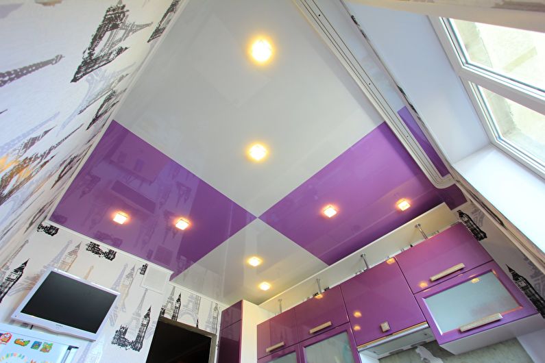Stretch ceiling in the kitchen - photo