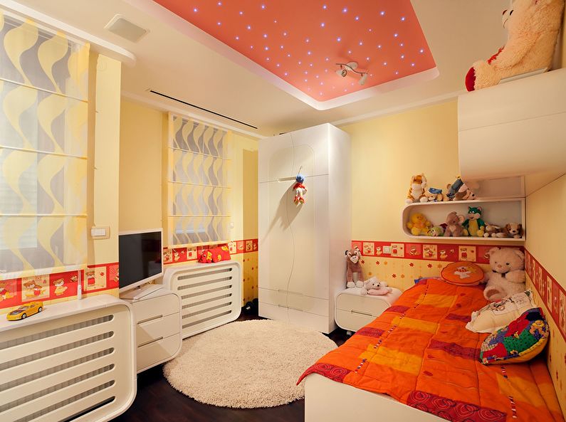 Two-level suspended ceiling in a children's room - photo