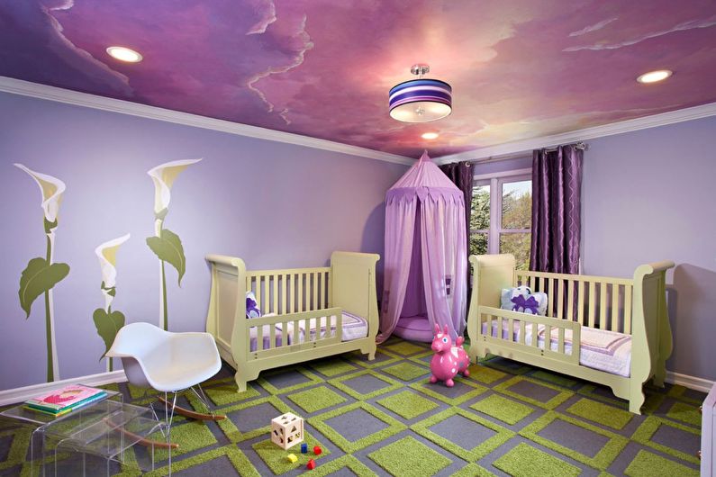 Τέντωμα οροφής με εκτύπωση φωτογραφιών στο παιδικό δωμάτιο - Sky
