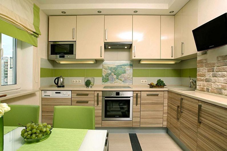Kitchen design 9 sq.m. - horizontal lines