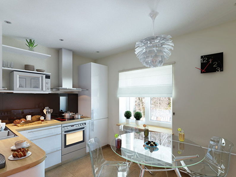 Design kuchyně 9 m² - Průhledný nábytek