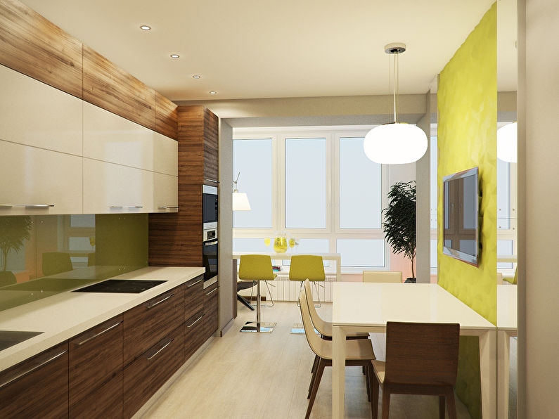 Dizajn kuhinje 9 m² s balkonom