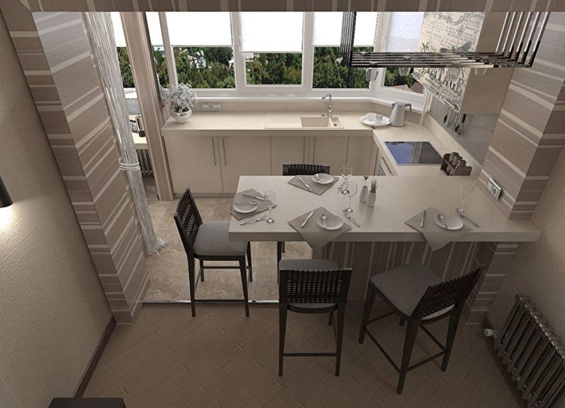 Kjøkkendesign 9 kvm med balkong