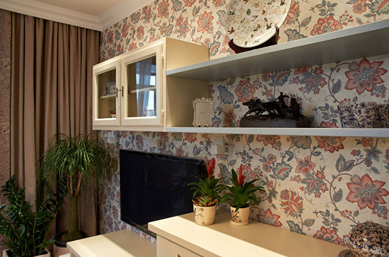 Kertas dinding ruang tamu gaya Provence