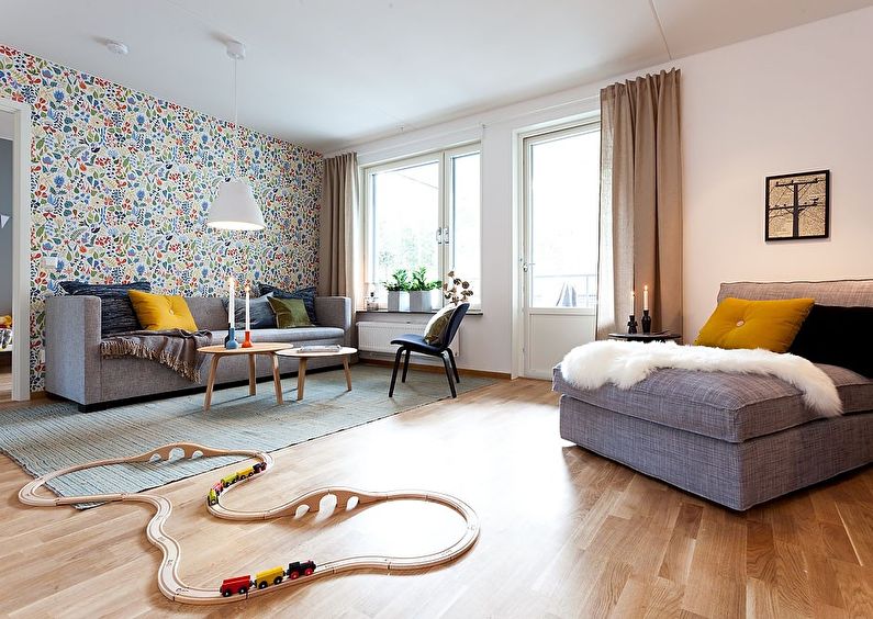 Vardagsrum tapeter i skandinavisk stil
