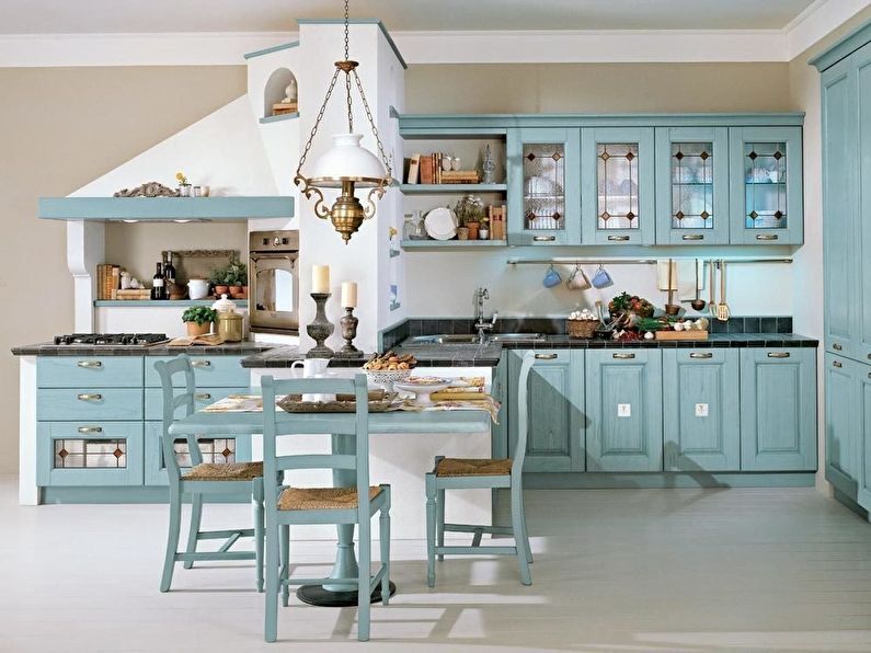 Italian style kitchen interior, Furniture