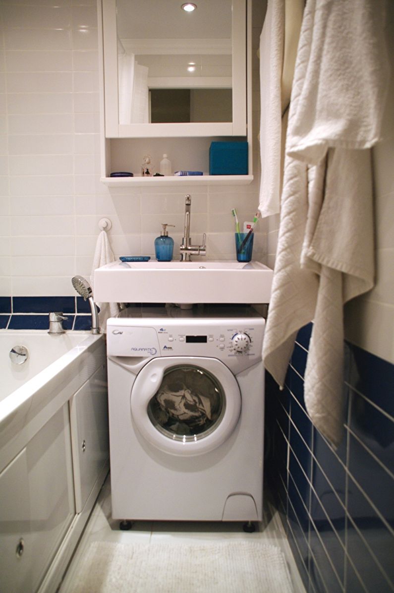 Tvättmaskinens placering i ett litet badrum
