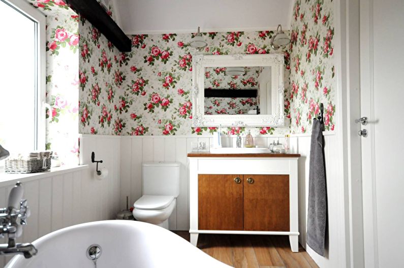Nelielas vannas istabas dizains Provansas stilā