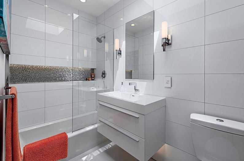 Pienen kylpyhuoneen minimalistinen muotoilu
