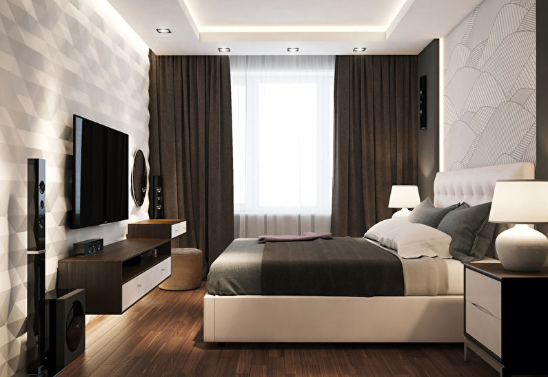 Pinggiran: Reka bentuk bilik tidur dengan gaya moden