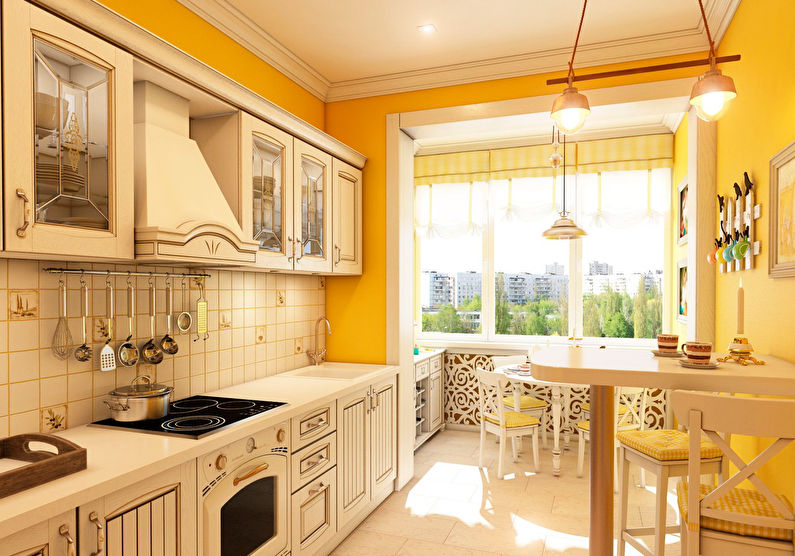 Provansas stila oranžas virtuves dizains
