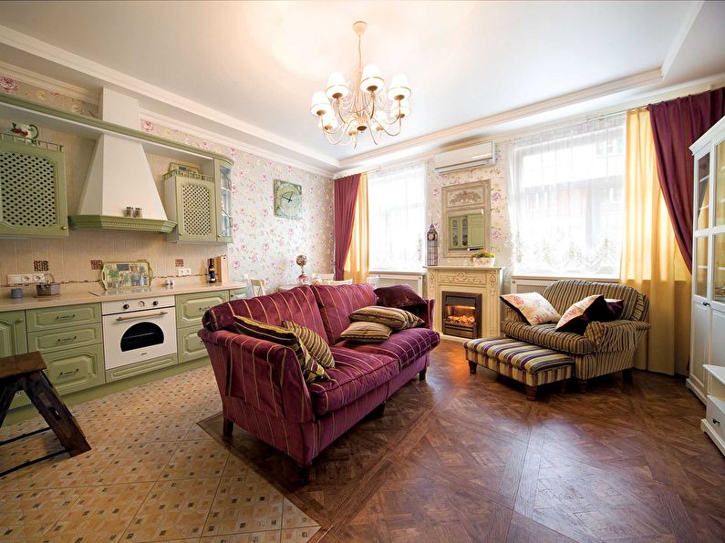 Provence styl kuchyně-obývací pokoj design