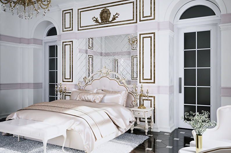 Guļamistabas dizains klasiskā stilā 