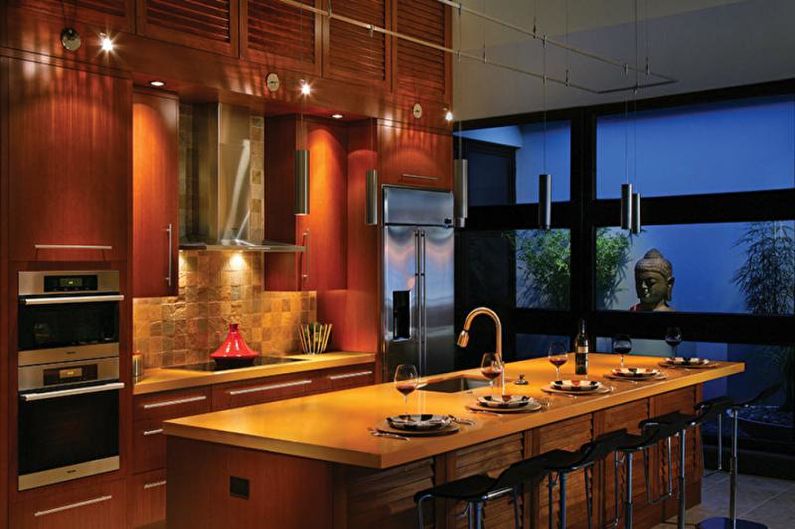 Kitchen design 2018 in oriental style.