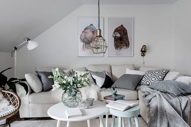 Diseño de sala de estar 2018 - Colores monocromos