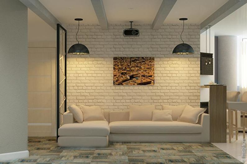 Diseño de sala de estar estilo loft 2018