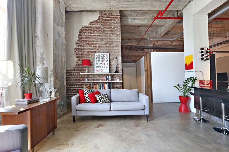 Design de sala de estar estilo loft 2018