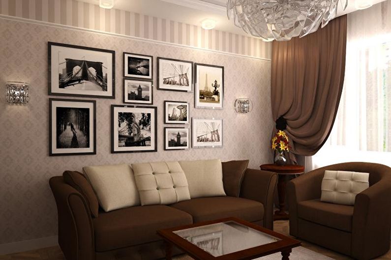 Diseño de sala de estar 2018 en un estilo clásico