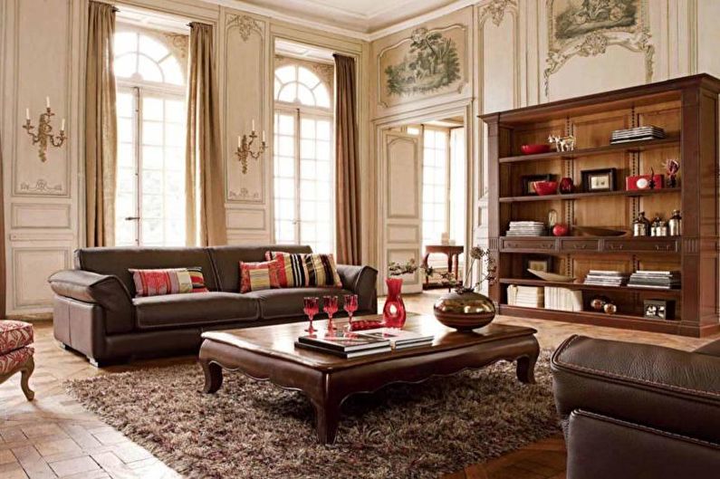 Dizains dzīvojamā istaba 2018 klasiskā stilā