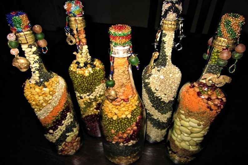 DIY pudeles dekors - graudu dekors