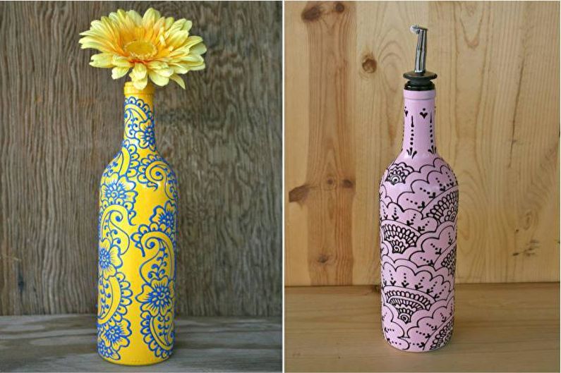 DIY-flaskdekor - färgläggning