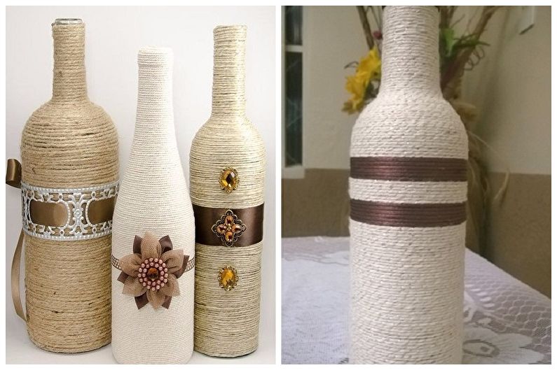 Dekoracja butelki DIY - Dekoracja sznurka
