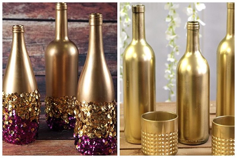 DIY Bottle Decor - Glitter e decoração de ouro