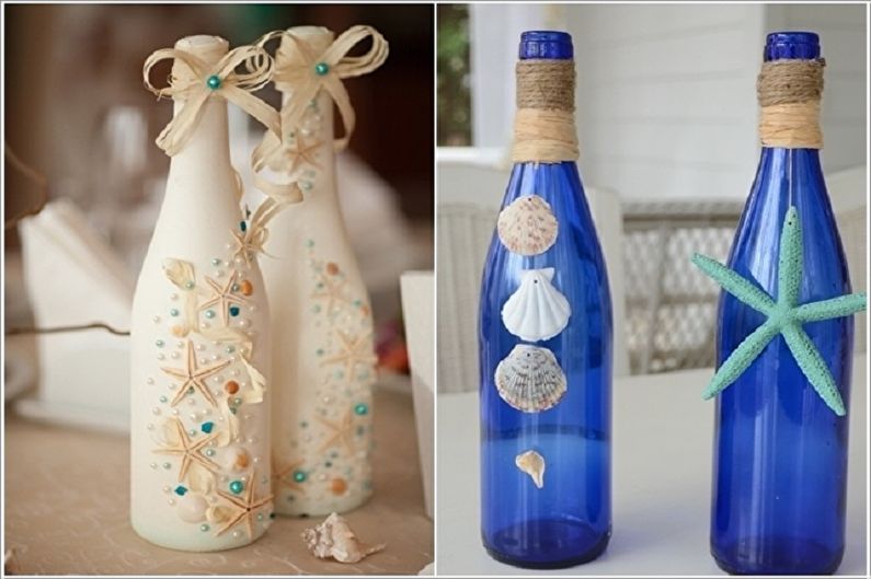Decoração de garrafa DIY - decoração concha