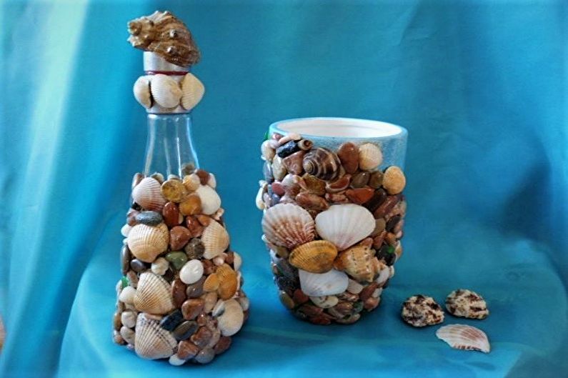 Hiasan botol DIY - hiasan kerang laut