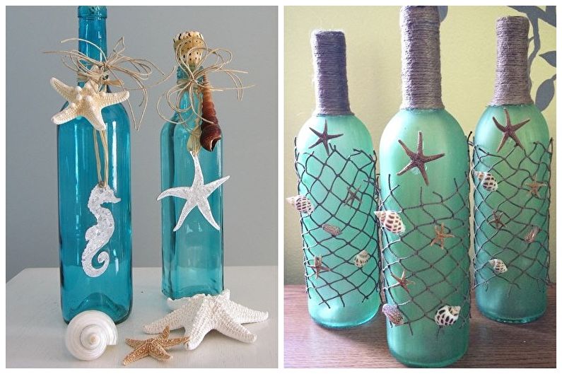 Decoração de garrafa DIY - decoração concha
