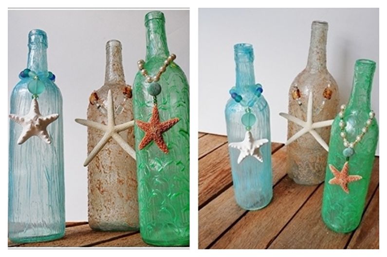 DIY bottle decor - seashell decor