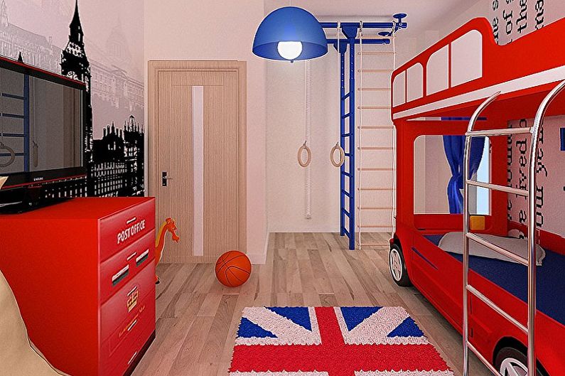 Pokój dziecięcy dla dwóch chłopców w stylu angielskim - architektura wnętrz
