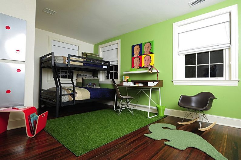 Design dětského pokoje pro dva chlapce - podlahová úprava