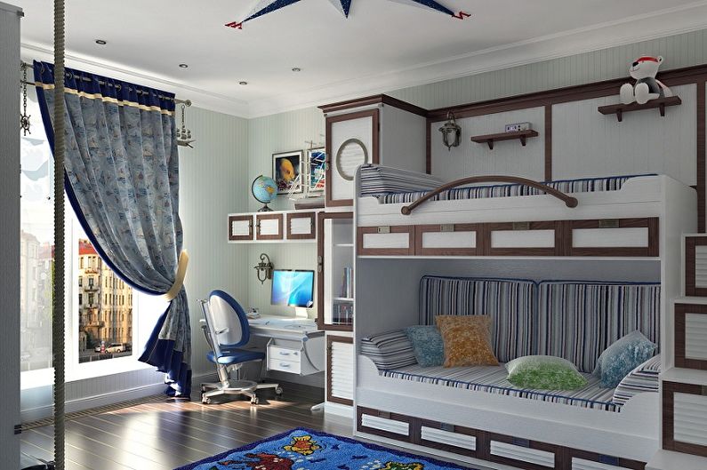 Dizajn detskej izby pre dvoch chlapcov - dekorácie na stene