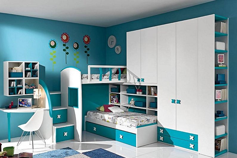 Интериорен дизайн на детска стая за две момчета - снимка