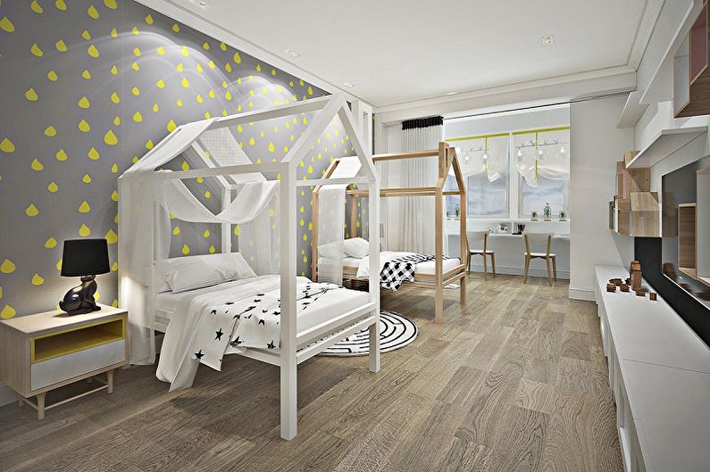Дизајн ентеријера дечије собе за два дечака - фотографија
