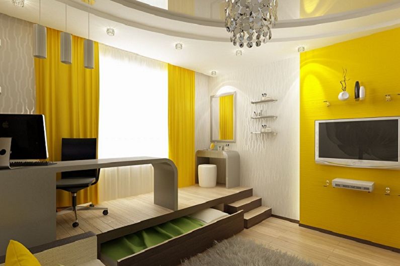 Design of a bedroom and a nursery in one room - Zoning