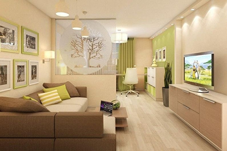Design av ett sovrum och en plantskola i ett rum - Belysning och dekor