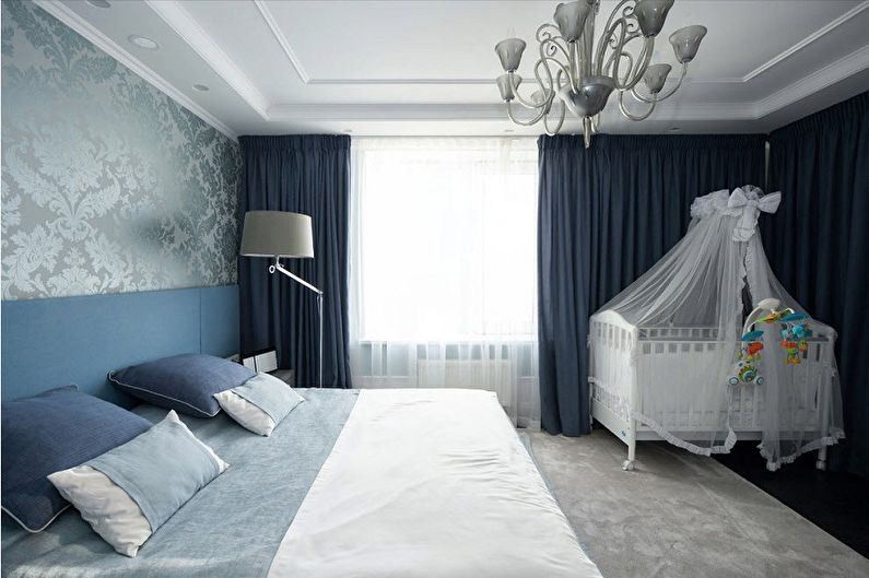 Design interior al unui dormitor și al unei creșe într-o singură cameră - fotografie