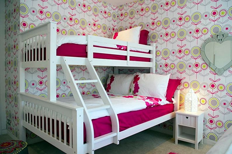 Mēbeles bērnu istabai divām meitenēm - Guļamvietas