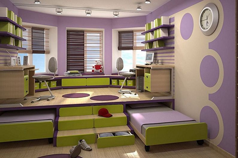 Möbler för ett barnrum för två flickor - Sovplatser
