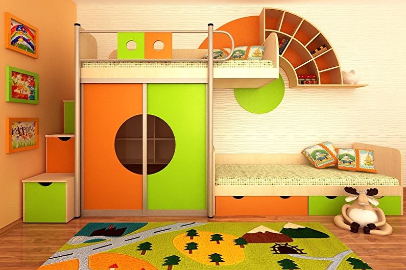 Design interior al unei camere pentru copii pentru două fete - fotografie